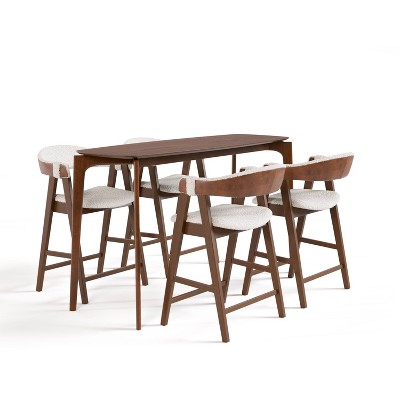 HOMES: Inside + Out 5pc Pearlcrest Mid-Century Modern Counter Height Dining Room Set Walnut