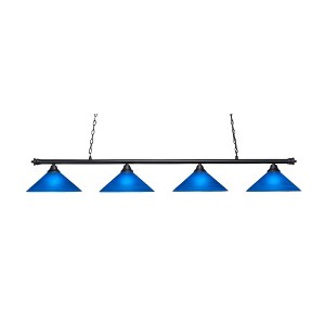 Toltec Lighting Oxford 4 - Light Island Pendant Light in  Matte Black with 16" Blue Italian Shade - 1 of 1