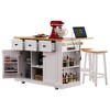 YOOCOZZ 3-Piece Rolling Kitchen Island Set with 2 Bar Stools, Drop Leaf, Power Outlet and Large Storage Space - 2 of 4