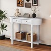 XIYUYEU Elegant Corner-Curved Console Table for Entryway,2 Drawers & 1 Shelf,Foyer Tables for Hallway,Living Room - 3 of 4