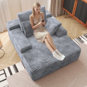 Oversized Chaise Lounge Chair Indoor, Plush Corduroy Boneless Sofa Bed, Cloud Reading Chair with Throw Pillow for Living Room - 1 of 4