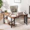 Homhougo 360° End Table Rotating Sofa Side Table with Charging Station Swivel Side Table with Extra Storage Bag Movable End Table with Wheels, Brown - 3 of 4