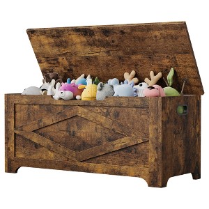 39.4" Storage Chest, Toy Box with 2 Safety Hinges, Storage Bench with Storage, Shoe Bench, Supports 300 lb, for Living Room, Entryway - 1 of 4