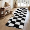 Modern Checkered Runner Rug, Ultra-Soft High Pile Non-Slip Shaggy Carpet for Hallway Bedroom Entryway - 2 of 4