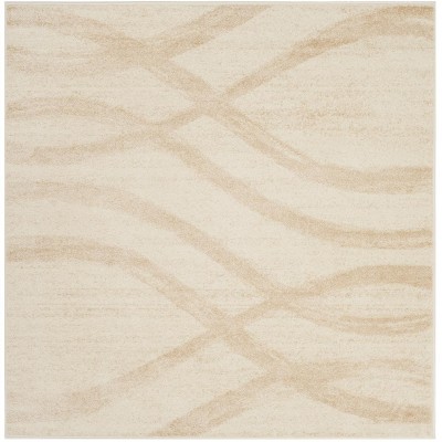 Chic Cream/Champagne Synthetic 6' Square Easy-Care Rug