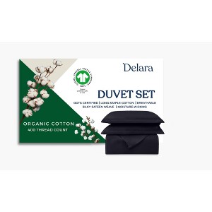 Delara GOTS Certified 100% Organic Cotton Duvet Cover Set 400TC, Moisture-Wicking, Smooth & Breathable Duvet for Hot Sleepers - 1 of 4