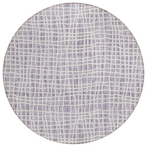 Lilac Purple And Ivory Striped Washable Indoor Outdoor Area Rug - 1 of 4