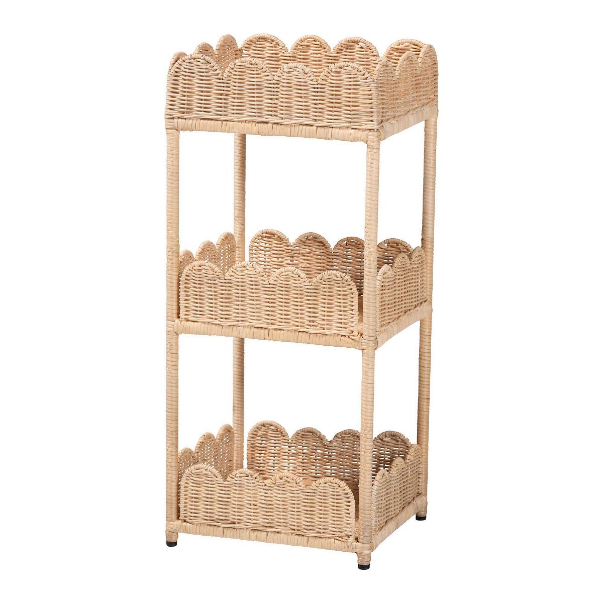 bali & pari Brooks Natural Rattan 3-Tier Storage Shelf Natural Brown