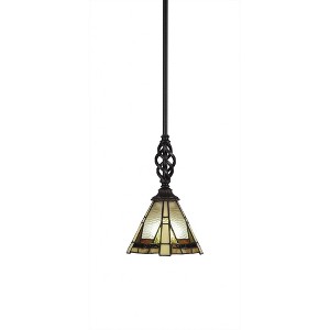 Toltec Lighting Elegante 1 - Light Pendant in  Dark Granite with 7" Zion Art Glass Shade - 1 of 1