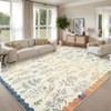 Solid Washable Rug Ultra Soft Colorful Floral Rug for Living Room Low Pile Foldable Thin Non Slip Carpet - 4 of 4