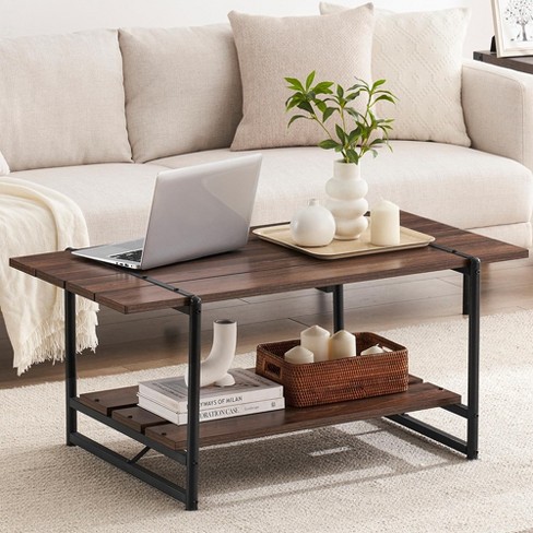 Whizmax 41'' Modern Industrial Large Wood Coffee Table With Storage ...