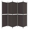 vidaXL 6-Panel Room Divider - Versatile, Breathable, and Durable 100% Polyester Fabric - Foldable Design with 2.4" Middle 2 Bars Distance - Brown - 4 of 4