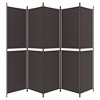 vidaXL 6-Panel Room Divider - Versatile, Breathable, and Durable 100% Polyester Fabric - Foldable Design with 2.4" Middle 2 Bars Distance - Brown - image 4 of 4