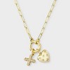 14K Gold Dipped Cubic Zirconia Puffy Heart Charm Initial Necklace - A New Day™ Gold - 2 of 4