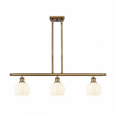 White Venetian - 3 Light Stem Hung Island In Modern Style-8.5 Inches Tall and 36 Inches Wide