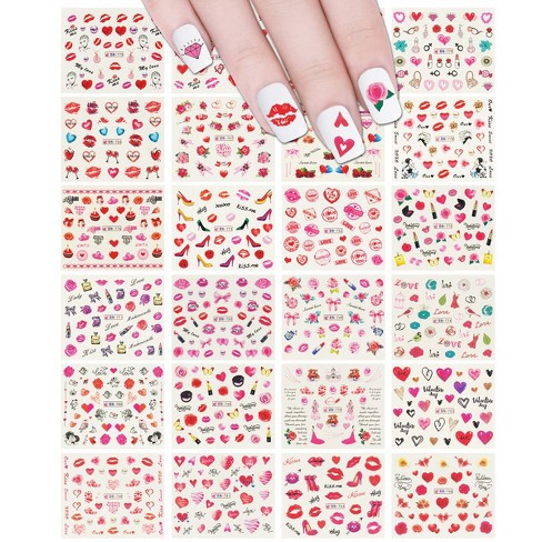 Wrapables Valentine's Day Water Transfer Nail Decals, 24 Sheets (Hearts & Blossoms) - image 1 of 3