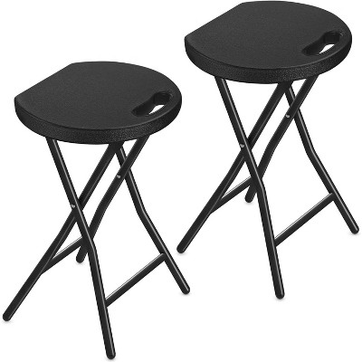 Folding Stool, Backless 18-Inch Stool, Portable with Handle, Anti-Slip Feet, 600Lbs Capacity, for Bar Stools Kitchen Home Indoor and Outdoor