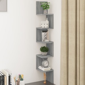 vidaXL Wall Corner Shelf Gray Sonoma 7.9 in.x7.9 in.x50.2 in. Engineered Wood - 1 of 4
