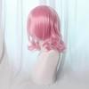 Unique Bargains Women's Halloween Shoulder Length Wigs with Wig Cap 14" Pink - 3 of 4
