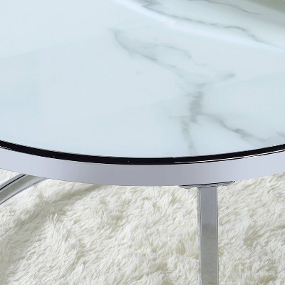 Rayne 24" Round Chrome and Glass End Table