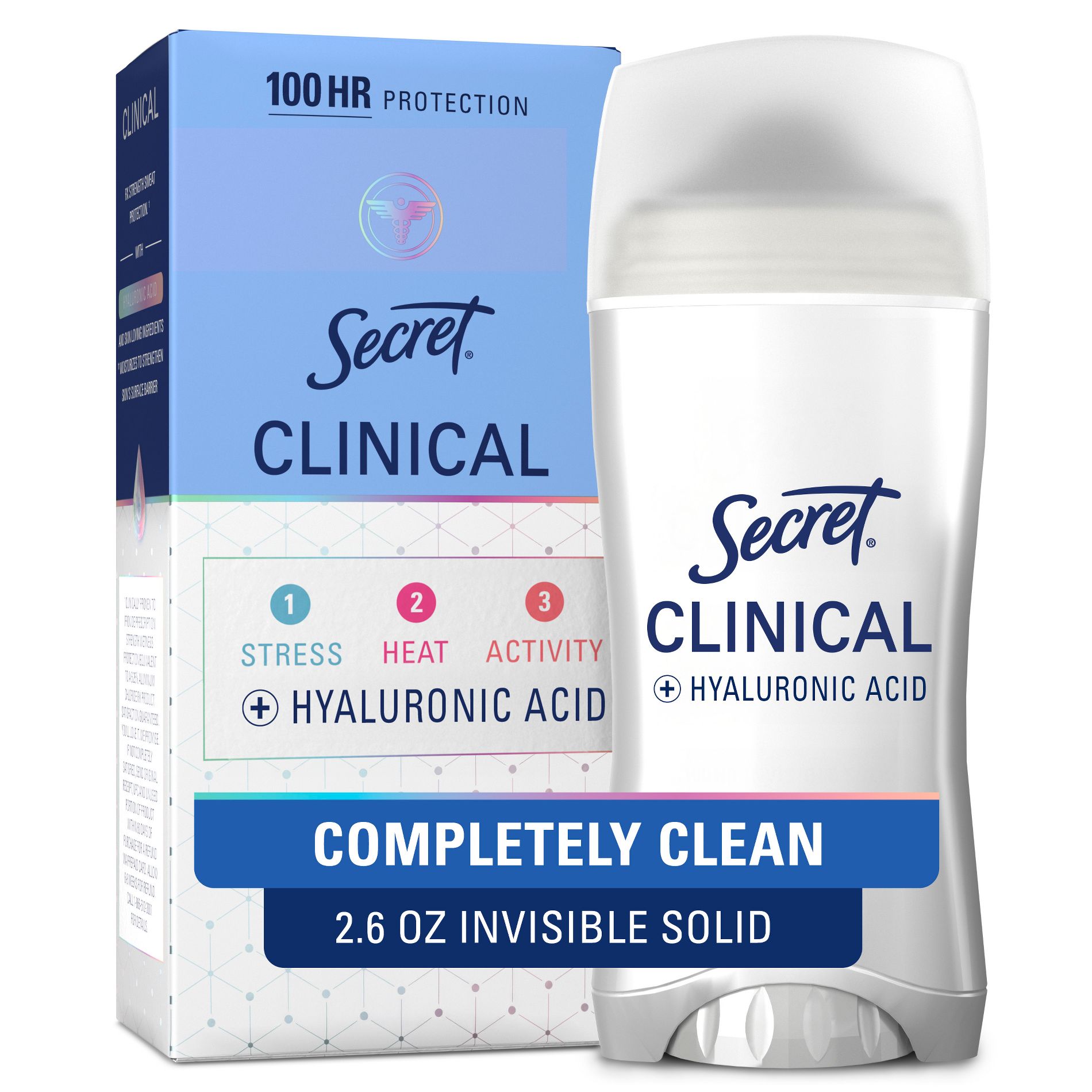 Secret Clinical Strength Completely Clean Invisible Solid Antiperspirant & Deodorant for Women - 2.6oz
