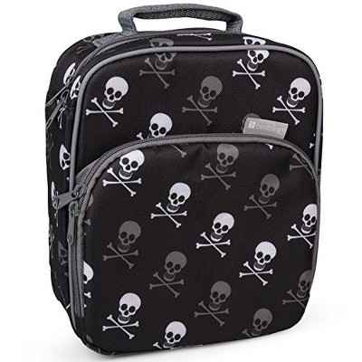 Skull Print Cooler Insulated Lunch Bags Bento Box Kids Boys School Shoulder Bags 