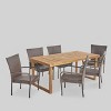 Mayhill 7pc Acacia Wood and Wicker Dining Set: Weather-Resistant, Patio Furniture - Christopher Knight Home - 2 of 4