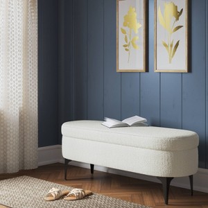 Storage Bench with Metal Legs Cream Boucle - Threshold™ - 1 of 4
