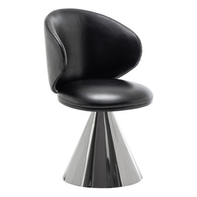 Homlux Black Pu Leather Upholstered Swivel Accent Chair Modern Barrel ...