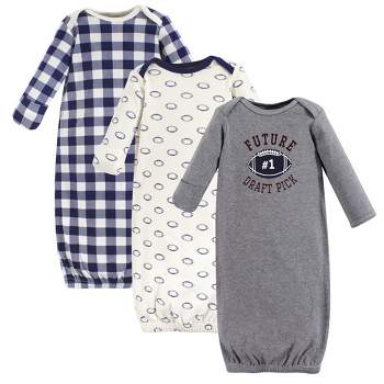 Hudson Baby Infant Boy Cotton Long-Sleeve Gowns 3pk, Football, 0-6 Months