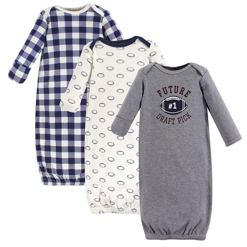 Hudson Baby Unisex Baby Fleece Gowns, Football, Preemie/Newborn, 1 of 2