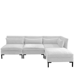 4pc Alexis Sectional with Black Metal Y Legs White Velvet - Cloth & Co.