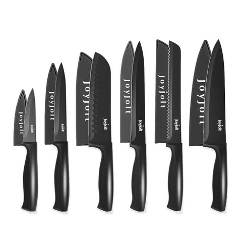 Joyjolt Multi Purpose 12 Piece Non-stick Kitchen Knife Set - 6 Knives & 6 Blade  Guards Set - Black : Target