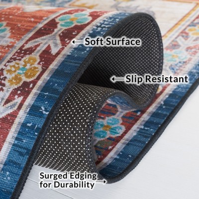 Tucson Blue 6' Square Synthetic Easy-Care Area Rug