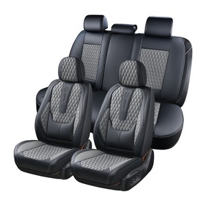 Coverado Car Seat Covers, Front and Rear Waterproof Faux Leather Auto Seat Protectors with Lumbar Support - 1 of 4