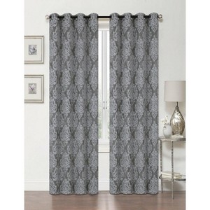 Kate Aurora 2 Pack Delaney Room Darkening Damask Print Grommet Curtain - 1 of 4