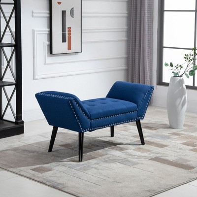 NicBex Storage Bench Mid-Century Modern Upholstered Ottoman Bench for Bedroom, Entryway, Blue