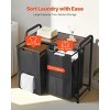 Laundry Sorter, Large Laundry Hamper with Metal Frame and Wooden Tabletop, Freestanding Storage Organizer Baskets with Pull-Out - 3 of 4