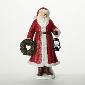 12.25"H Sullivans Christmas Woodland Santa With Wreath  Multicolor - 1 of 3