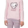Peanuts Girls' Pink Snoopy Just Be Happy Sleep Pajama Set For Kids Pink - 3 of 4