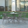 Emma and Oliver 31.5'' Square Glass Top Metal Table with 4 Aluminum Slat Stack Chairs - 2 of 4