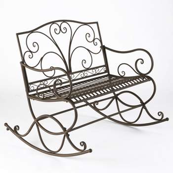 The Lakeside Collection Decorative Wrought Iron Outdoor Metal Rocking Bench