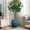 LuxenHome Sea Blue Bowl Round Ceramic Decorative Planter Pot - 3 of 4