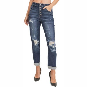 Women's High Rise Plus Mom Jeans - RISEN - 1 of 4