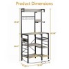 Bakers Rack Microwave Stand with Power Outlet, Led Lights & Wire Basket, Kitchen Rack with 10 S-shaped Hooks, Utility Storage Shelf Rack - 3 of 4