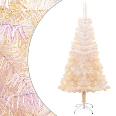 vidaXL Modern-Style Artificial Hinged Christmas Tree - Lifelike PVC Tips - Sturdy Metal Stand - White Color - Total Height: 70.9 Inches