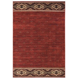 Weston Geometric Border Area Rug Red/Gold - Captiv8e Designs - 1 of 3