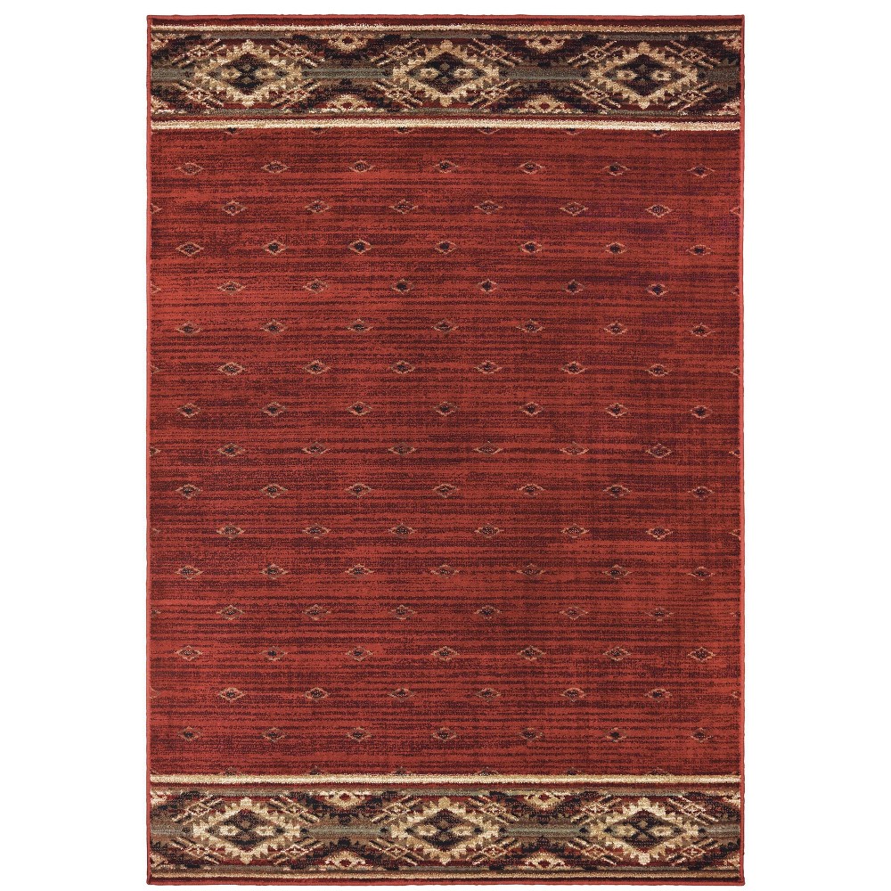  Weston Geometric Border Area Rug Red/Gold