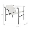 HomeRoots 24" White and Silver Faux Leather and Stainless Adjustable Back Arm Chair - 3 of 4