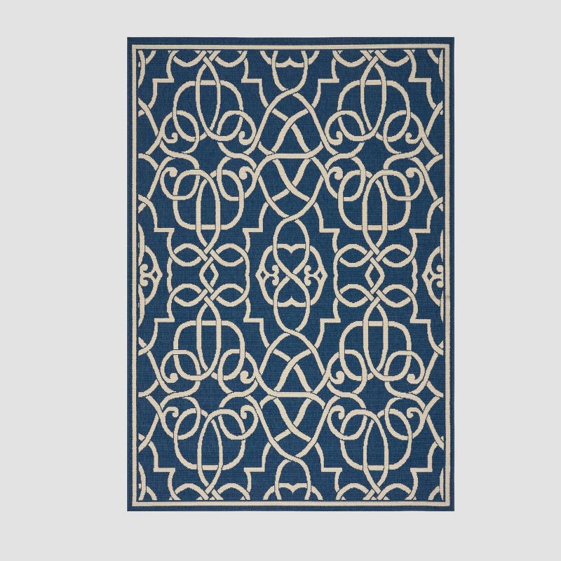 Belmont Geometric Outdoor Rug Navy/Ivory - Christopher Knight Home
, 1 of 8